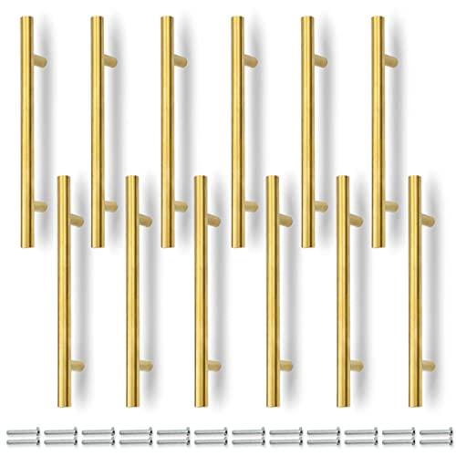 SANATO Pcs 8 Inch (5 Inch Hole Center) Gold Cabnet Pulls Kitchen Cabinet Handles, Made of Stainless Steel, Ideal for Cabnet, Drawer, Cupboard