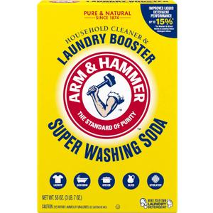 ARM & HAMMER Super Washing Soda Household Cleaner and Laundry Booster, 55 oz Box (55 Ounce (Pack of 1), Multi