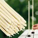 1/2 Inch Skinny Spiral Beeswax Taper Candles - 15 inch Tall Thin Candlesticks 1/2 Inch Diameter - Slim Taper Candles - Natural Beeswax Candlesticks, Off-White Candles Set of 16