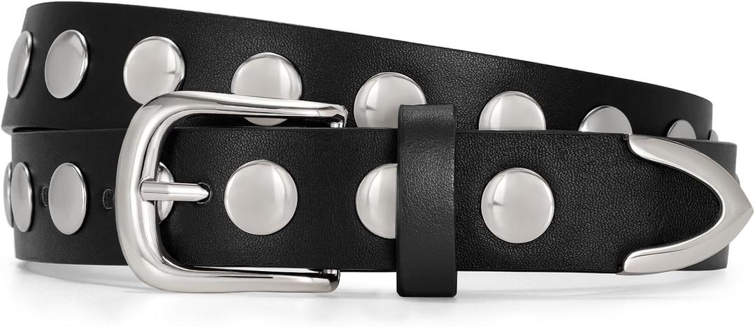 JASGOOD Women Fashion Leather Belt Punk Studded Belt for Jeans Pants Dresses