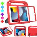 BMOUO Kids Case for New iPad 10.2 2021/2020/2019-iPad 9th/8th/7th Generation Case with Built-in Screen Protector,Shockproof Lightweight Handle Stand Kids Case for iPad 10.2" 2021/2020/2019 Latest-Red