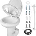 Mupera RV Toilet - Upgraded Pedal Flush T-Type Water Outlets Gravity Flush Toilet with Flange(2025 New), with Damping Slow Down Toilet Seat and Cover for Motorhome RV