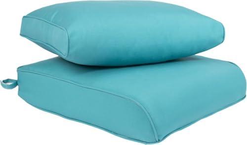 SHERBECK Replacement Patio Cushion Covers, Water & Fade Resistant Olefin Fabric Zipper Anti-Slip Straps Fits 24x20x4in, Teal 2 Pack