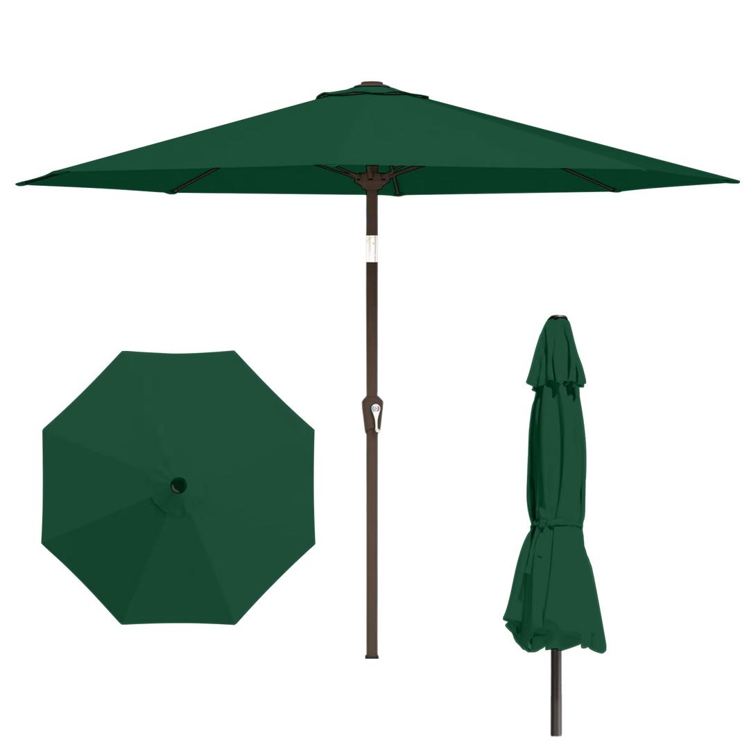 Tobeos 11FT Patio Umbrella, Outdoor Umbrella with with 8 Sturdy Fiberglass Ribs,Market Table Umbrella with Push Button Tilt and Crank,Suit for Backyard,Garden,Pool,Deck(Dark Green)