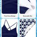 Girls Swimsuit Tankini Criss Cross Ruched 2 Piece Bathing Suit Printed Girl Swimwear for Teens  (Blue, S) 11-12Y