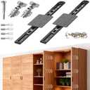 Pocket Door Slide, Pocket Cabinet Door Hardware, 12 inch 2PCS Pivot Door Slide Hardware Kit for Inset Door, Cabinet Door