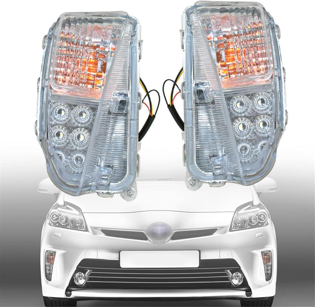 labwork DRL Fog Lights Assembly 8151147060 8152147060 Replacement for 2012-2015 Prius Clear Lens Left+Right Side (Passenger & Driver Side)