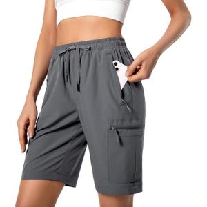 Women's Lightweight Hiking Cargo Shorts Quick Dry Athletic Shorts for Camping Travel Golf with Zipper Pockets Water Resistant (X-Large, Dark Grey)