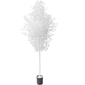 7ft Ficus Trees Artificial, Large White Fake Tree Faux Plant for Home Indoor Wedding Dcor