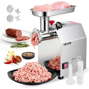 VEVOR Commercial Electric Meat Grinder, 5 lbs/min Capacity, #8 Industrial Meat Mincer with 2 Stainless Steel Blades, 2 Grinding Plates, 600W Heavy-Duty Sausage Maker Stuffer, for Kitchen, Restaurant
