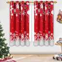 FRAMICS Christmas Snowflake Curtains for Living Room and Bedroom - Blackout, Red, 63 Inch Length, 2 Panels Set, Grommet Window Curtains