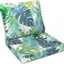 LVTXIII Outdoor Deep Seat Cushion Patio Seat and Back Cushion Set Seasonal Chair Cushion with Removable Cover and Adjustable Buckle for Home and Garden, 24"x24"x4", Islamorada Blue Green (24x24x4, Islamorada Blue Green)