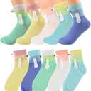 5 Pairs Magnetic Holding Hands Socks, Novelty Cute Funny Gift Socks for Men & Women, Couple, Best Friends, Lovers (White)