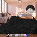 Large Shag Area Rugs 5x7 for Living Room, Ultra Soft Fluffy Black Rugs for Bedroom, Shaggy Living Room Rug, Plush Fuzzy Bedside Rug, Floor Carpets for Kids Dorms Room Home Decor, Upgrade Anti-Skid