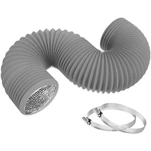 TEAIERXY 4 Inch 8FT Dryer Vent Hose,Flexible Insulated Air Ducting,Vent Hose PVC Aluminum Foil with 2 Clamps for HVAC Ventilation(Grey)