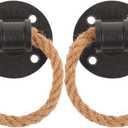2pcs Rope Pull Ring Rustic Door Black Handles for Doors Retro Cabinet Dresser Ring Head Wooden Dresser Per Screen in Closet Drawer Handle Cupboard Meli Iron