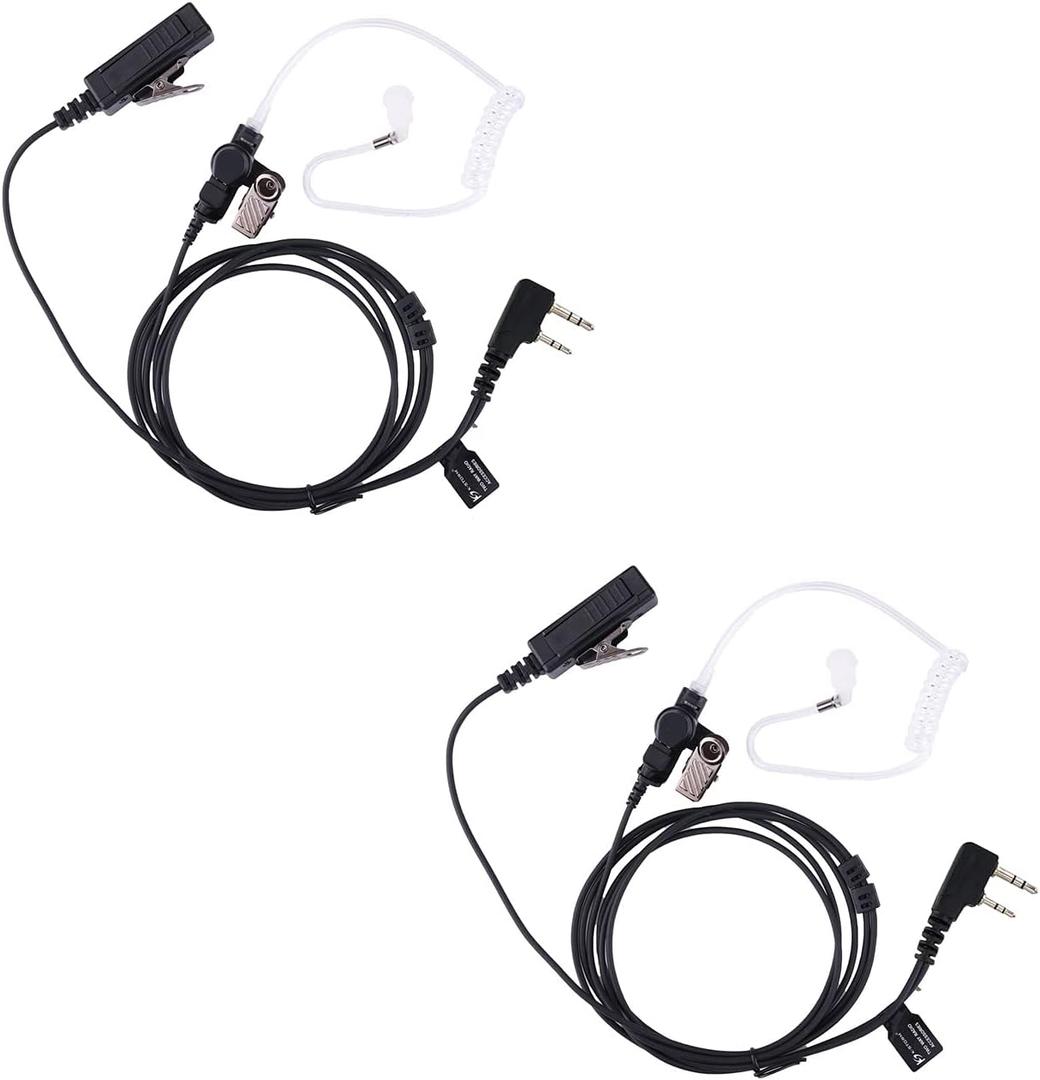 Covert Acoustic Tube Walkie Talkie Earpiece Surveillance Headset with Mic Compatible with 2 Pin Kenwood Two Way Radio