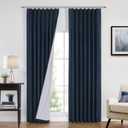Vision Home Navy Blue Pinch Pleated Full Blackout Curtains Linen Blended Room Darkening Curtain Panels 84 inch for Living Room Bedroom Thermal Insulated Pinch Pleat Drapes with Hooks 40" Wx84 Lx2