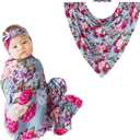 Posh Peanut Swaddle Blanket & Headband Set – Viscose from Bamboo Stretchy Baby Swaddle for Newborn Girls, Receiving Blanket or Nursing Cover