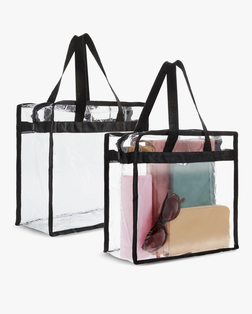 Juvale Clear Stadium Approved Bags - 12x6x12 Large Transparent Tote Bags with Zippers and Handles