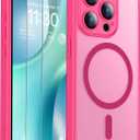 SPIDERCASE for iPhone 15 Pro Max Case, Magnetic Translucent Matte Case with 2PCS Tempered Glass Screen Protector Slim Phone Case for iPhone 15 Pro Max 6.7'', Hot Pink
