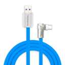 chubbycable FlexElbow 90 Degree 120W Fast Charging Cable Right Angle USB C Cable Silicone Charging Cord Compatible with iPhone 17-15 Series iPad, Blue, USB-A to Type-C, 6.6FT
