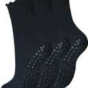 Slouch Yoga Socks,Pilates Women Socks with Non Slip Grippers for Barefoot Ballet Fitness Rehab Hospitals 3 Pairs