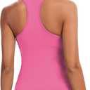 Sports Bra for Women, Wide Straps Racerback Built-in Bra Tank Tops,Gym Yoga Sports Shirts Running Athletic Crop Top (Pink, S)