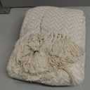 DII Modern Zig Zag Throw Blanket Woven Cotton, Hand-Knotted 2.5" Fringe, 50x60, Natural
