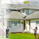 24FT Reach Gutter Cleaning Tools from Ground, Rain Gutter Cleaner Tool, Telescopic Gutter Cleaning Tool with Bendable Wand and Hose Attachment