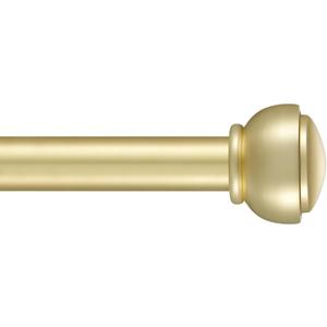 Brass Curtain Rods for Window 28 to 48 Inch, Heavy Duty 1 Inch Diameter Single Curtain Rod, Decorative Curtain Rod with Cap Finials, Adjustable Drapery Rods Window Curtain Rods 28-48"