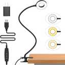 iZELL Desk Lamp, LED Reading Light with Clamp, 3 Color Modes & 10 Brightness Flexible Arm Book Light for Kids Reading Book in Bed at Night Clip on Table, Computer, Zoom Meetings - 27.6 Black