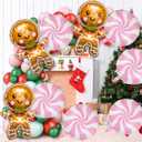 2 x 9 Pcs Christmas Balloons Gingerbread Balloons Pink Candy Cane Balloon for Holiday Birthday Baby Shower Christmas Gingerbread Party Decorations
