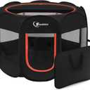 Dog Playpen, Puppy Pet Playpens Indoor for Medium Dogs Tent Crates Cage Indoor/Outdoor, Portable Pop Up Dog Kennel Playpen with Carrying Case for Dogs/Cats/Rabbits, Removable Zipper Top, Black, M