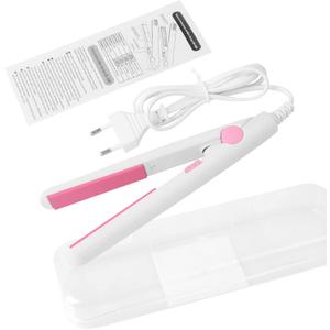 2 in 1 Mini Hair Straightener, US Plug, Ceramic Tourmaline Plate, Beauty Flat Iron Heating Curler Small Lightweight Portable Mini Flat Iron Curler for Home (White)