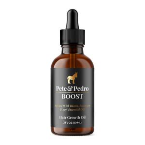 Pete & Pedro BOOST Hair & Beard Strengthening & Growth Natural Scalp Health Serum Oil For Men & Women - With Rosemary, Biotin & 20 plus Essential Oils | Shark Tank Featured, 2 oz.