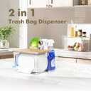 iCASA Trash Bag Dispenser Under Sink Organizer, 2-in-1 Acrylic Trash Bags Holder with Bamboo Lid, Holds Large Rolls up to 100 Count, Garbage Bag Storage Container for Kitchen, Pantry, Laundry Room