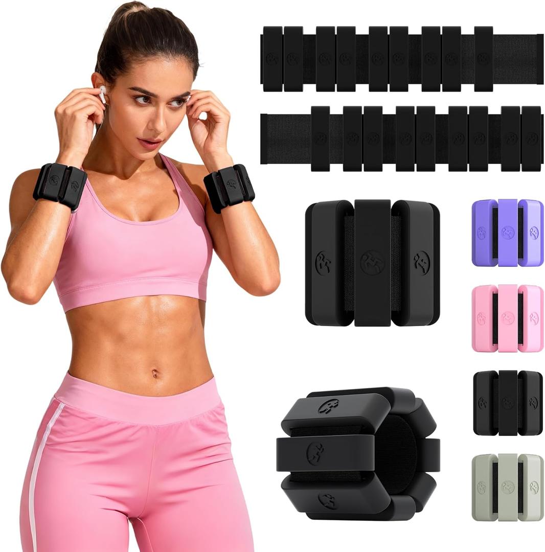 Adjustable Wrist Weights for Women Men, Leg Weights for Women 0.75lb-1lb-1.3lb Each for Walking, Yoga, Dance, Barre, Gym (2.2 lb (2pcs), Black)