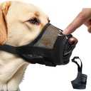Dog Muzzle,Soft Air Mesh Muzzle for Dogs to Prevent Biting Barking Chewing, Breathable Mouth Guard Adjustable Loop Strap Pets Muzzle for Training(Black,L)