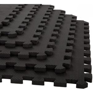 EVA Foam Mat Tiles 24-Pack - 96 SQ FT of Interlocking Padding for Garage, Playroom, or Gym Flooring - Exercise Mat or Baby Playmat by Stalwart (Black)