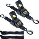 Retractable Ratchet Straps 2" x 10ft, 3,000lb Break Strength, Heavy Duty Easy Release Tie Down for Trucks, Trailers, Motorcycles, ATVs, Secure Cargo Straps