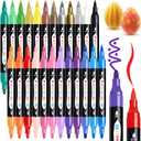 TBC The Best Crafts 24 Colors Dual Tip Acrylic Paint Markers,Waterproof, Non-Toxic, odorless, Suitable for Paper, Pottery, Stones, Backpacks, Glass
