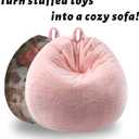 Faux Fur Bean Bag Cover (No Filler) Stuffed Animal Storage Adults Kids Pink, M For Kids
