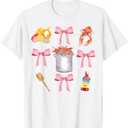 Pink Coquette Bow Cute Crawfish Clean Girl Aesthetic T-Shirt White, XS