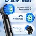 TEETHEORY Rotating Electric Toothbrush for Adults with 8 Brush Heads, Sensitive Gum Care Electric Toothbrush with 3 Modes and 2 Min Smart Timer, Rechargeable Last 60 Days (Black, 1 Count)