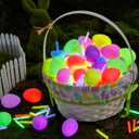 JOYIN 72 Pcs Easter Eggs with 72 Mini Glow Sticks for Kids Glow-In-The-Dark Basket Stuffers Fillers Gift, Easter Egg Hunt Game Party Favors Decorations Supplies, Classroom Prizes