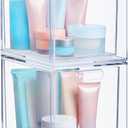 STORi Audrey Stackable Bin Clear Plastic Organizer Drawers | 2 Piece Set | Organize Cosmetics and Beauty Supplies on a Vanity | Made in USA (6.75" Tall)