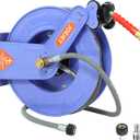 JOEJET Retractable Pressure Washer Hose Reel, 3/8" x 50 FT Power Washer Hose Reel with Hose, Wall/Floor Mounted, 4000 PSI, Blue