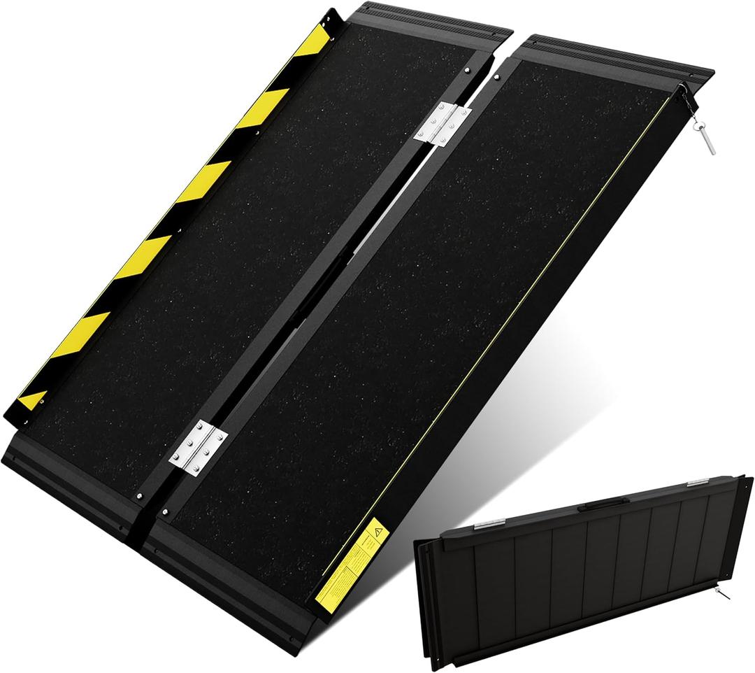 Portable Wheelchair ramp 3FT,Non-Slip Aluminum Threshold ramps for Home Steps,Folding Handicap ramp,doorways,Stairs,Scooter,Weight Capacity 800LBS (3FT(Usable Height 3-9 inch))
