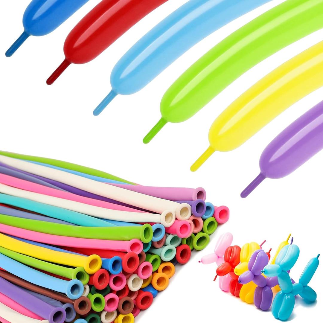 Animal Balloons, Clown Twisting Balloons, 100 Pcs 260 Long Pastel Rainbow Balloons Kit for Balloon Animals Making, Birthday Festival Arch DIY Party Decorations